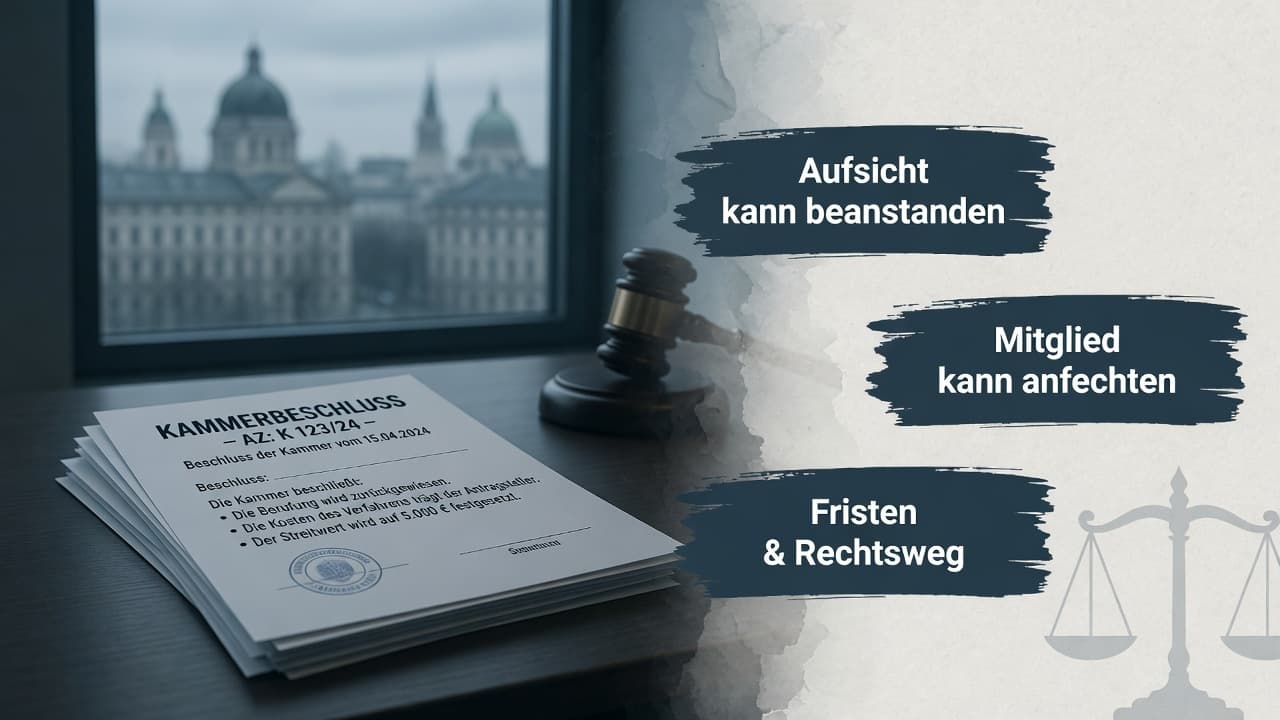 Darstellung der Beanstandung eines rechtswidrigen Kammerbeschlusses durch die Aufsichtsbehörde
