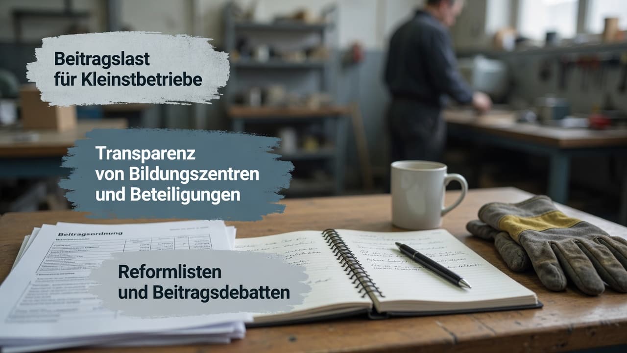 Lupe über einem Kammer-Haushaltsplan, daneben Ampelsymbole für Transparenz von grün bis rot