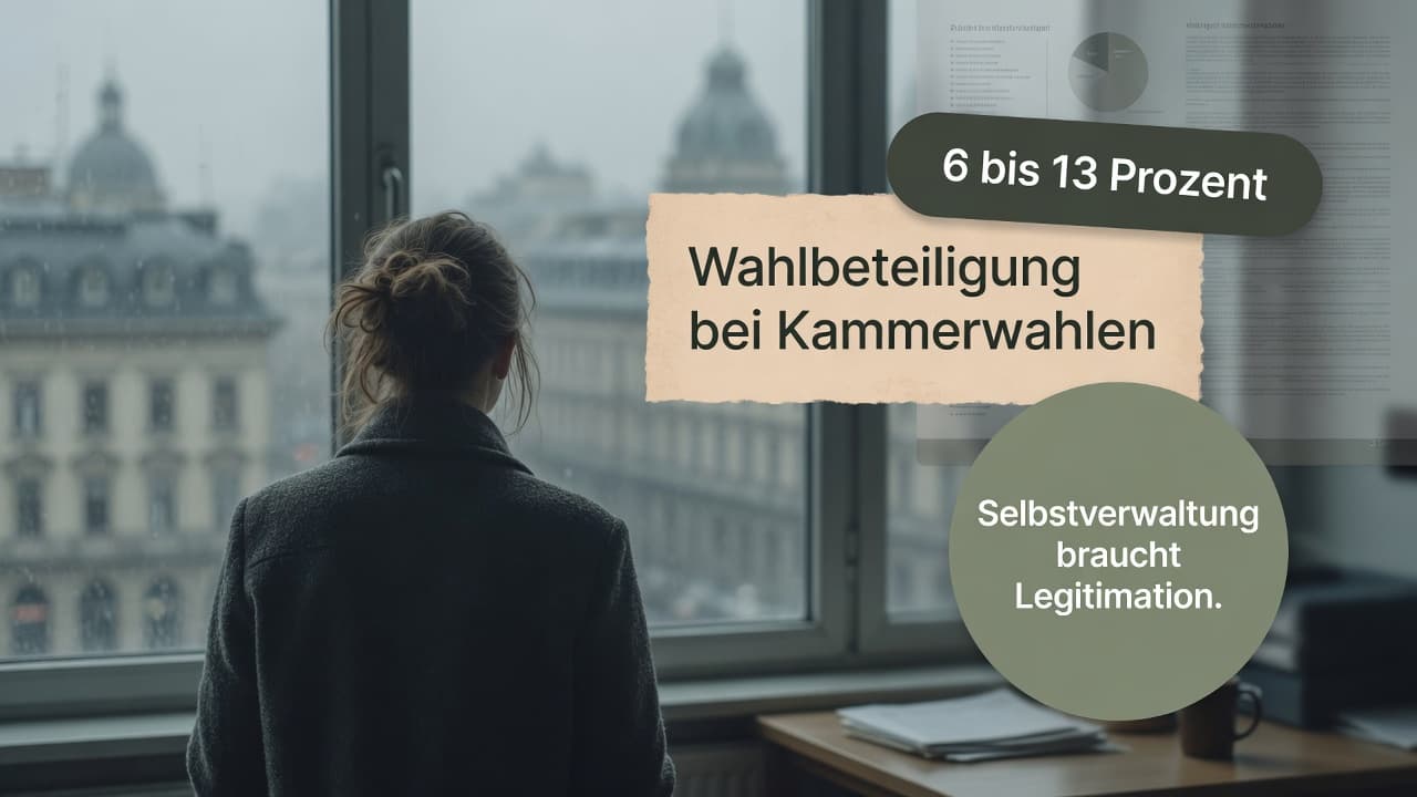 Diagramm zur niedrigen Wahlbeteiligung bei Kammerwahlen im Vergleich zu staatlichen Wahlen