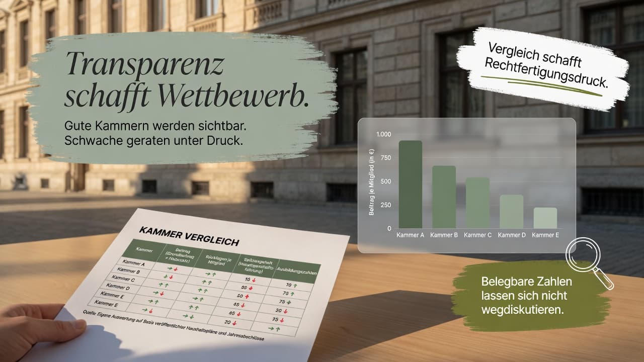 Grafik zu Transparenz und Vergleichbarkeit als Reformhebel für Kammern