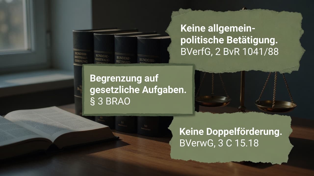 Schematische Darstellung des gesetzlichen Aufgabenkreises einer Kammer mit einer roten Grenzlinie, die das verbotene allgemeinpolitische Feld abtrennt