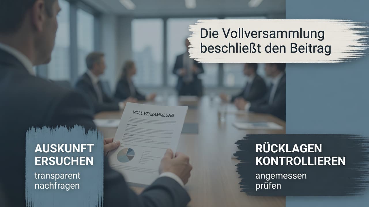 Hebel mit den Beschriftungen Auskunft, Wahlbeteiligung und Rechtsweg, der einen Beitragsbalken nach unten drückt