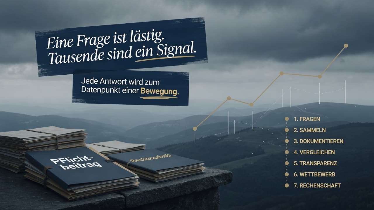 Viele einzelne Punkte fügen sich zu einer aufsteigenden Linie zusammen