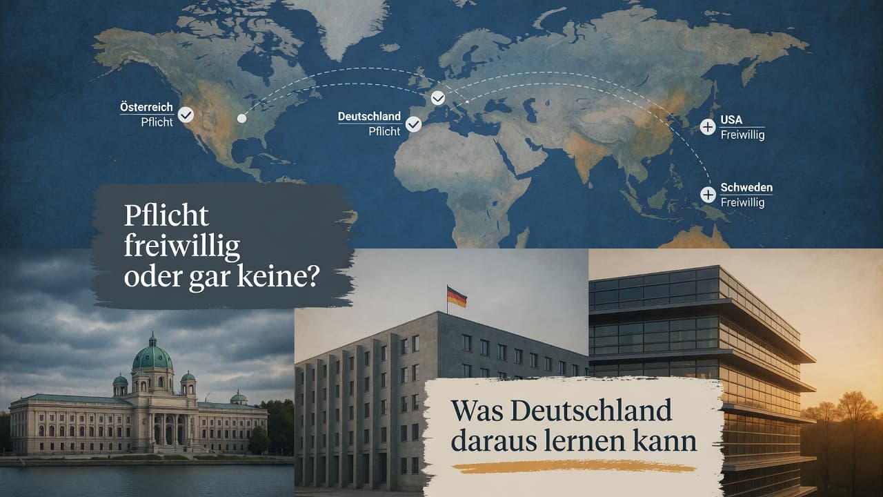 Weltkarte mit unterschiedlich markierten Kammersystemen verschiedener Länder